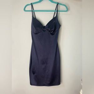 Steps Navy Blue Silk Bodycon Dress Xs - image 1